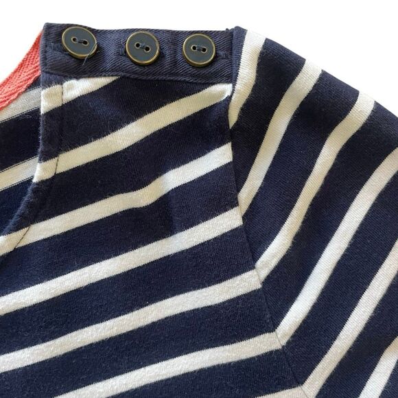 Boden Navy Blue Stripe Nautical Cotton Tshirt Dress Women’s Medium 3/4 Sleeves - Picture 4 of 6